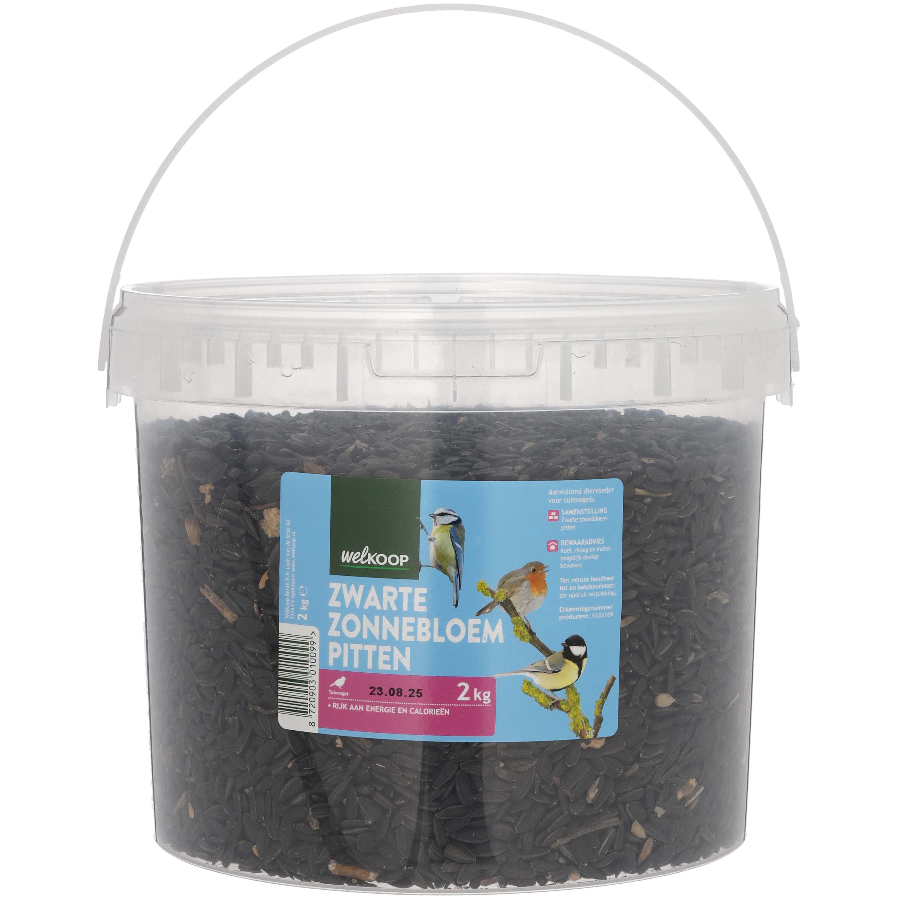 Welkoop - Zonnebloempitten - Zwart - in emmer - 2 Kilogram - Zonnebloempitten zwart