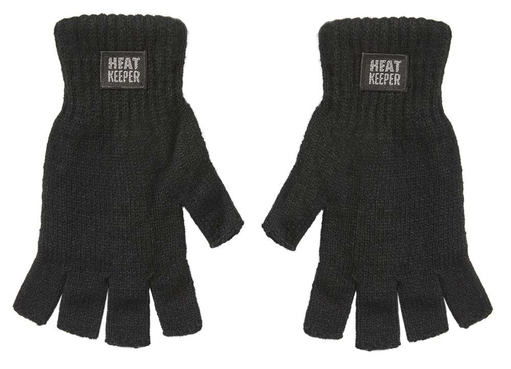 Heren Extra Warm Winter Vingerloze Handschoenen 40g Thinsulate Voering Zwart L/XL