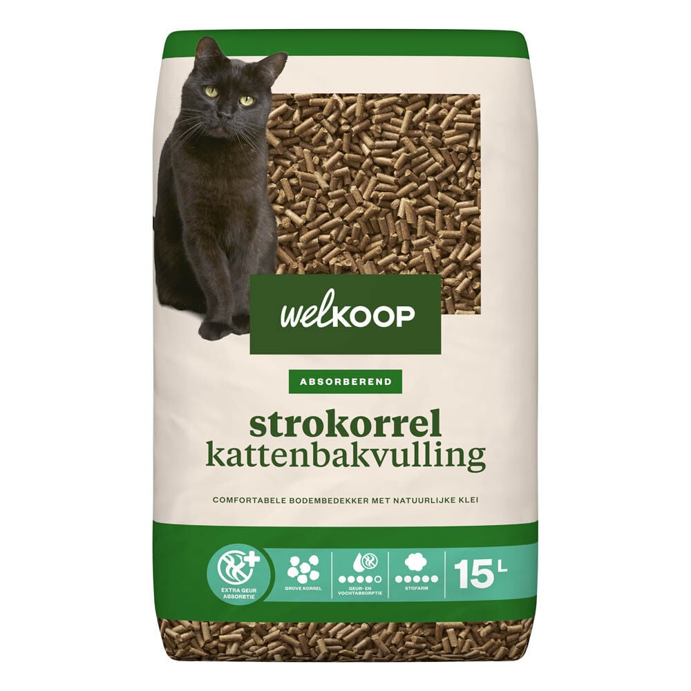 Welkoop Strokorrel - Kattenbakvulling - 15 Liter - Zonder toegevoegde geur