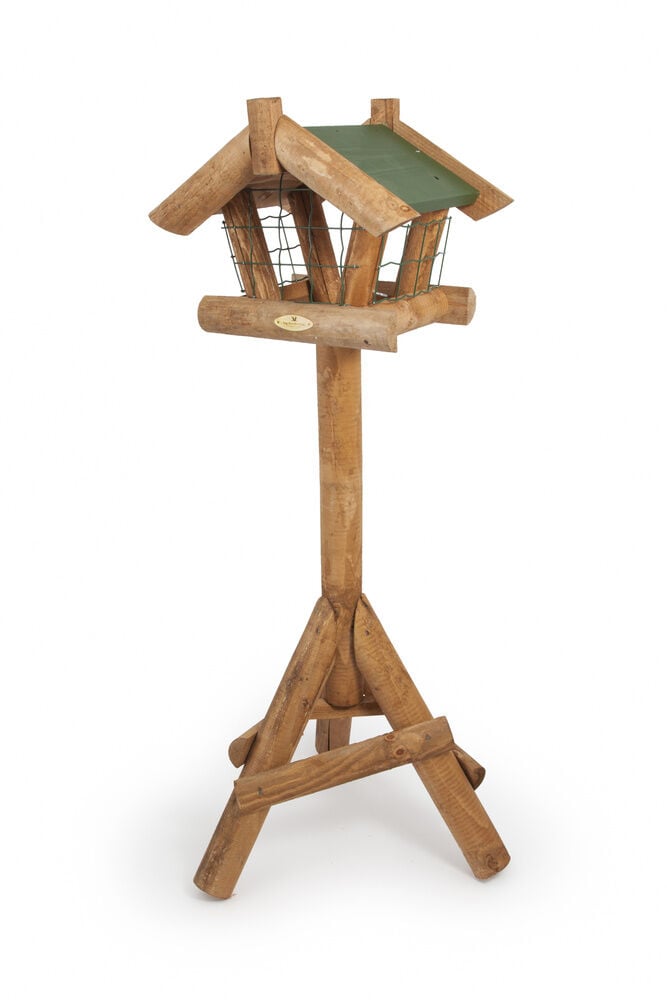 Vogelbescherming Voederhuis op paal met beschermkooi