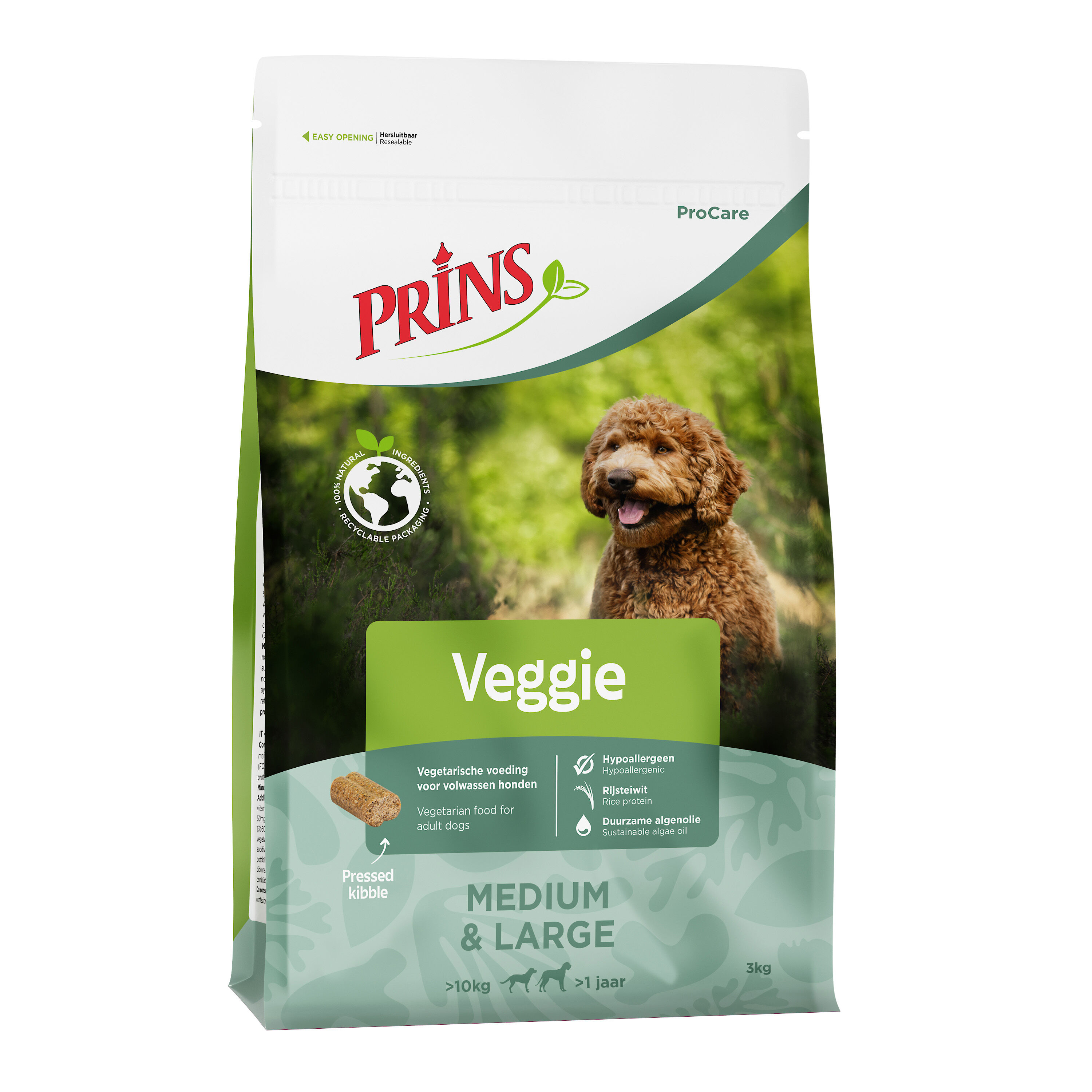 Prins Procare Veggie Medium - Large Geperste brok - Hondenvoer - 3 Kilogram - mais, rijst