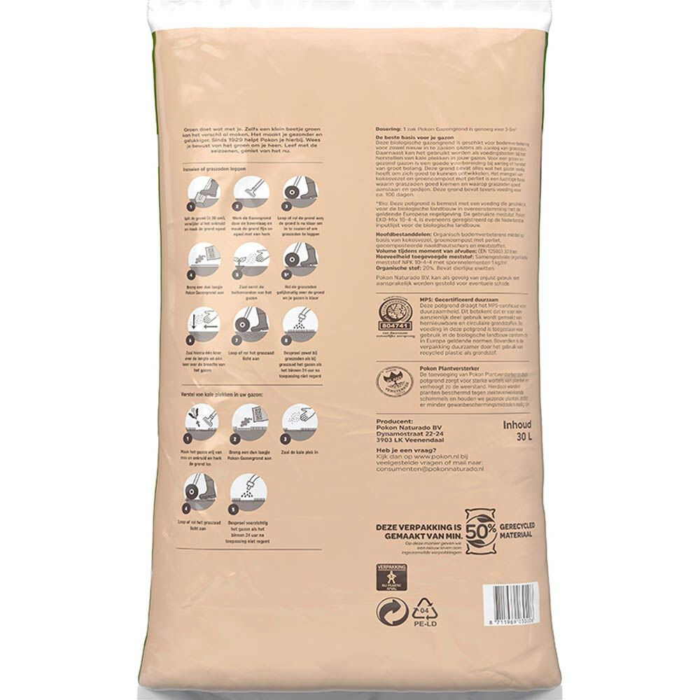 Pokon Bio - Gazongrond - 3-5 m² - 30 Liter