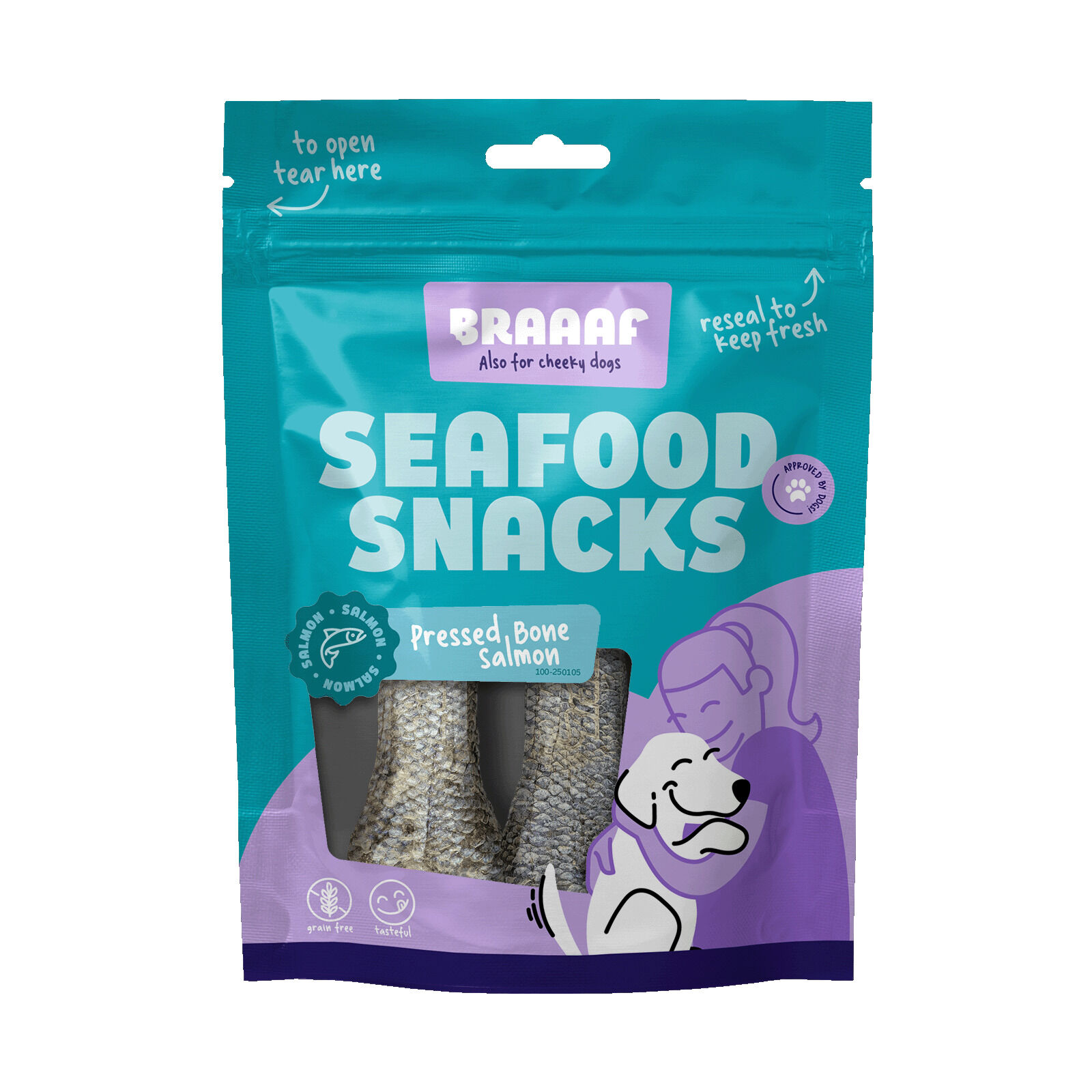 Braaaf Vissnack Geperste Zalmhuid - Hondensnack - 2 Stuks - zalm Braaaf Vissnack Geperste Zalmhuid - Hondensnack - 2 Stuks - zalm