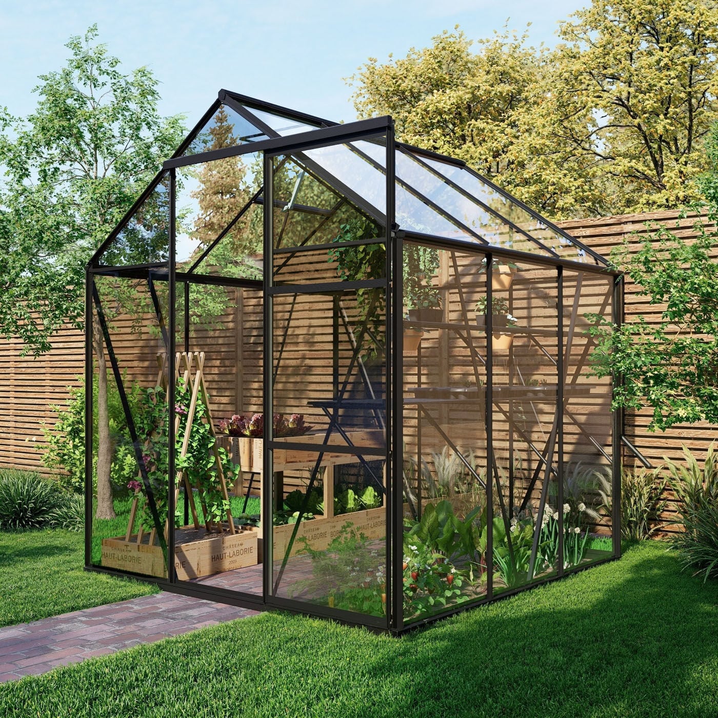 Royal Well Kate I Full Options - Tuinkas - Zwart - 217x192x192 cm - Veiligheidsglas