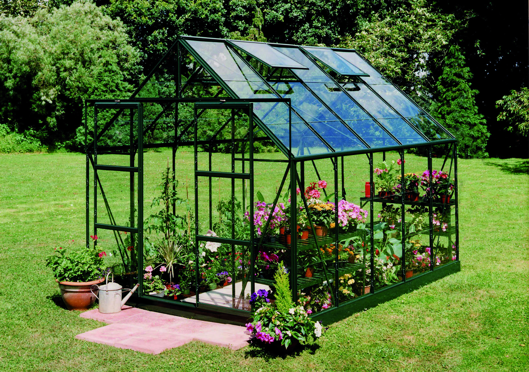 Halls Magnum 108 - Tuinkas - Groen - 258x257x322 cm - Veiligheidsglas