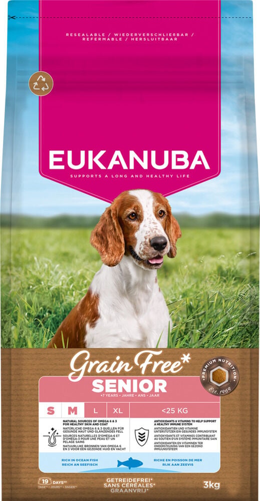 Eukanuba Senior S/M Graanvrij - Hondenvoer - 3 Kilogram - Vis Eukanuba Senior S/M Graanvrij - Hondenvoer - 3 Kilogram - Vis