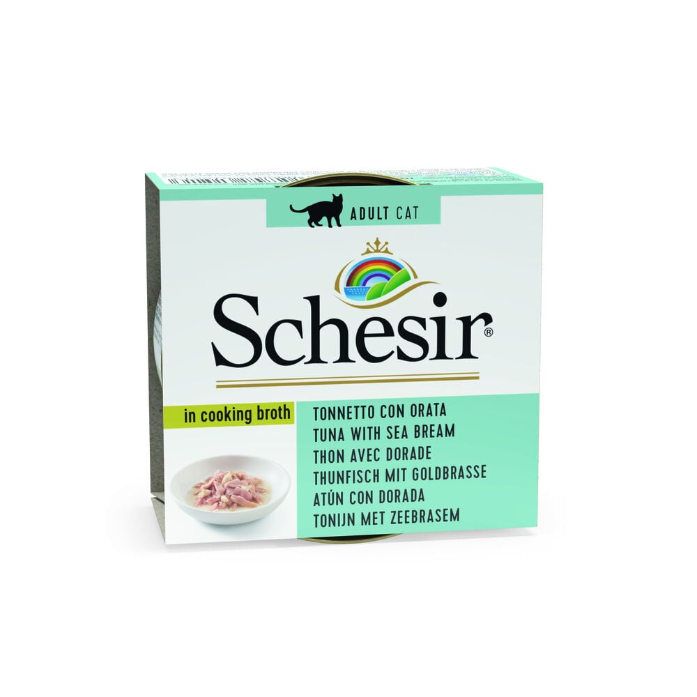 Schesir - Kattenvoer in bouillon - 70 Gram - tonijn en sea Schesir - Kattenvoer in bouillon - 70 Gram - tonijn en sea