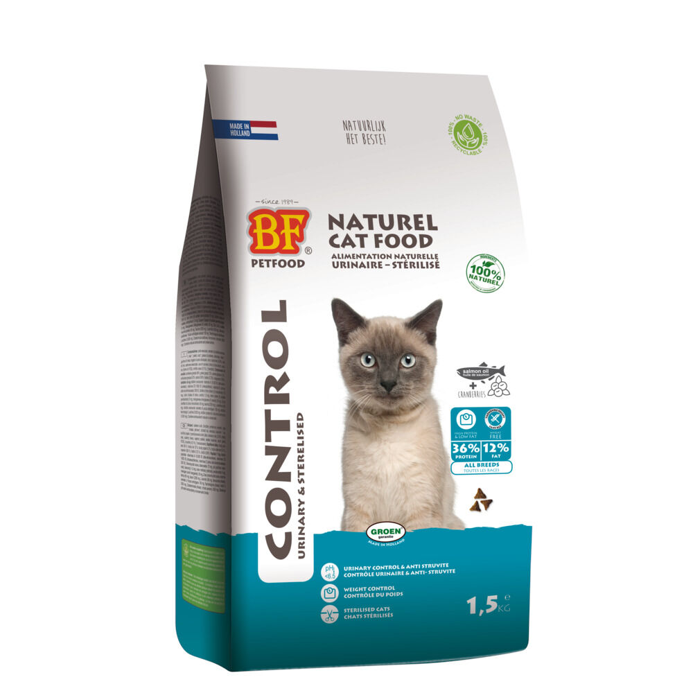 BF Petfood Control Urinary & Sterilised - Kattenvoer - 1.5 Kilogram - zalm, kip BF Petfood Control Urinary & Sterilised - Kattenvoer - 1.5 Kilogram - zalm, kip