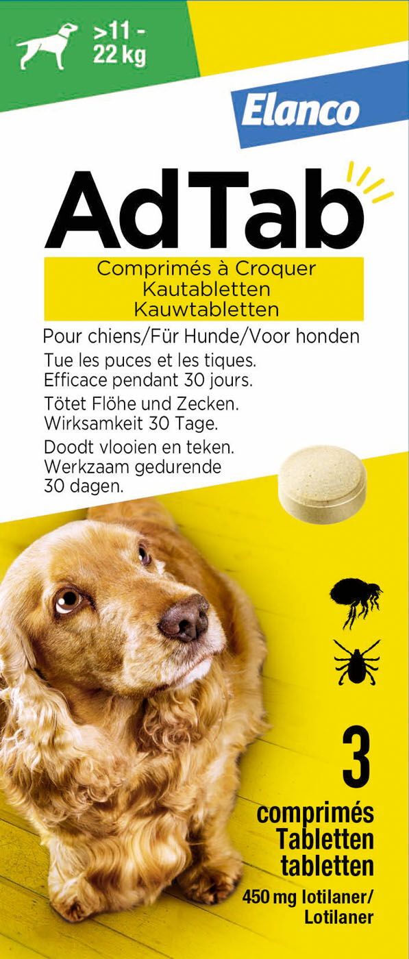 AdTab Kauwtablet - Anti Vlooien en teken - Hond - 3 Stuks - M AdTab Kauwtablet - Anti Vlooien en teken - Hond - 3 Stuks - M