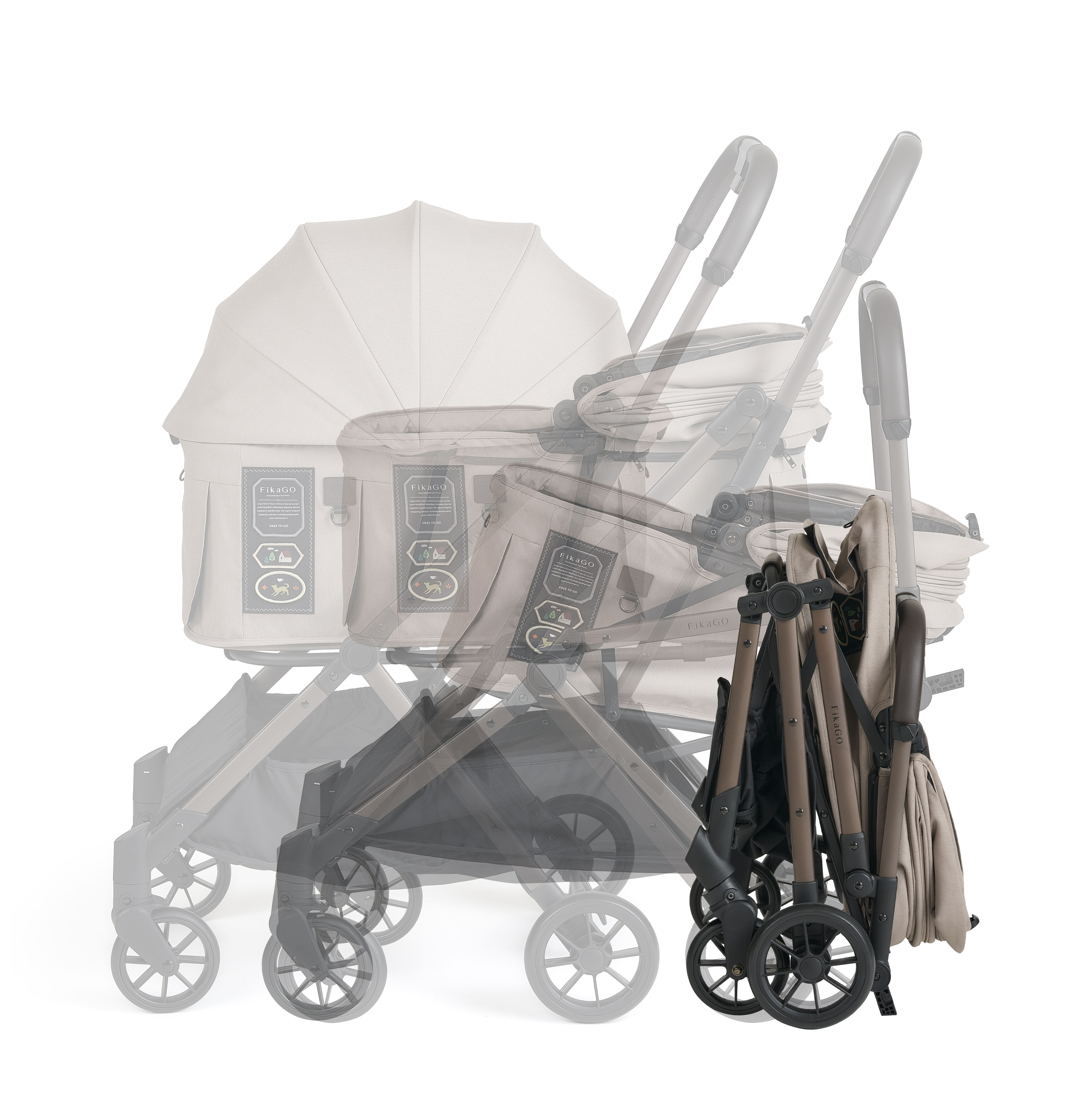 Fikago Free to Go 2.5 - tot 20 kg - Hondenbuggy - Sandy Beige - 102x81x32 cm