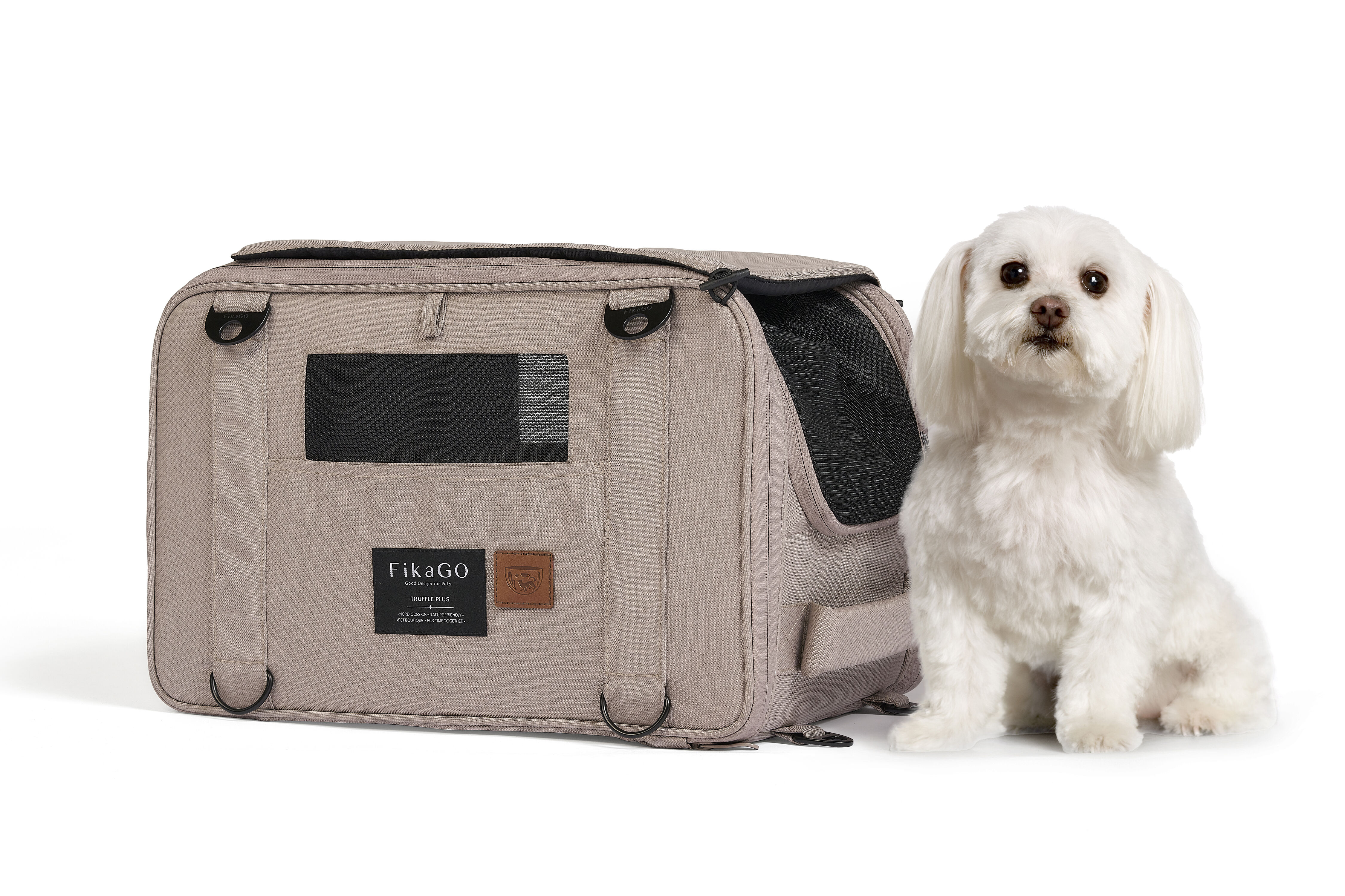 Fikago Truffle Plus - Travel Carrier tot 10 kg- Honden draagtas - Sandy Beige - 28x43x27 cm
