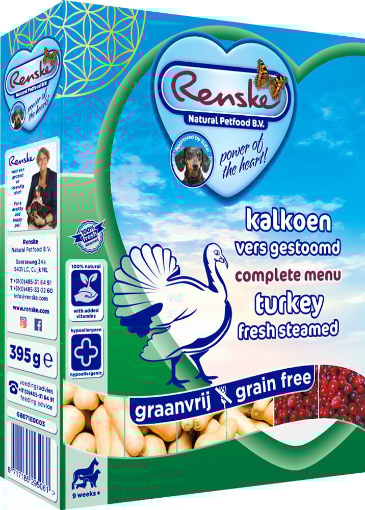 Renske Vers Vlees Voeding Volwassen - Hondenvoer - 395 Gram - kalkoen