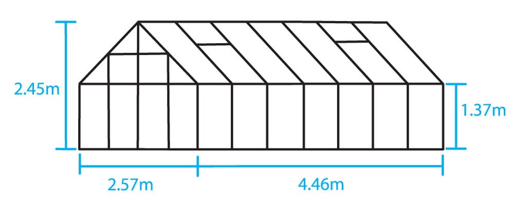 Halls Magnum 148 - Tuinkas - Groen - 258x257x446 cm - Veiligheidsglas