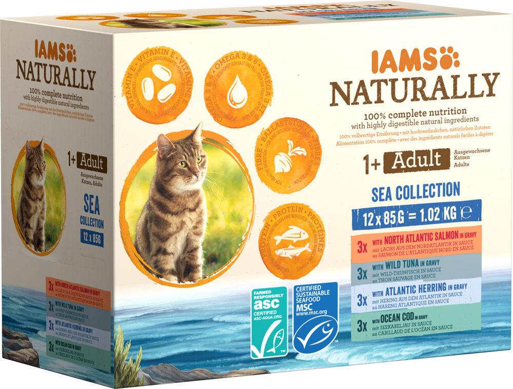 IAMs Adult Sea Collection - Kattenvoer - 12x85 gram - 1020 Gram - tonijn, zalm