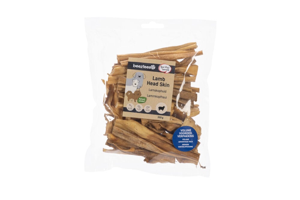 Beeztees Lamskophuid - Hondensnack - 300 Gram - lam Beeztees Lamskophuid - Hondensnack - 300 Gram - lam