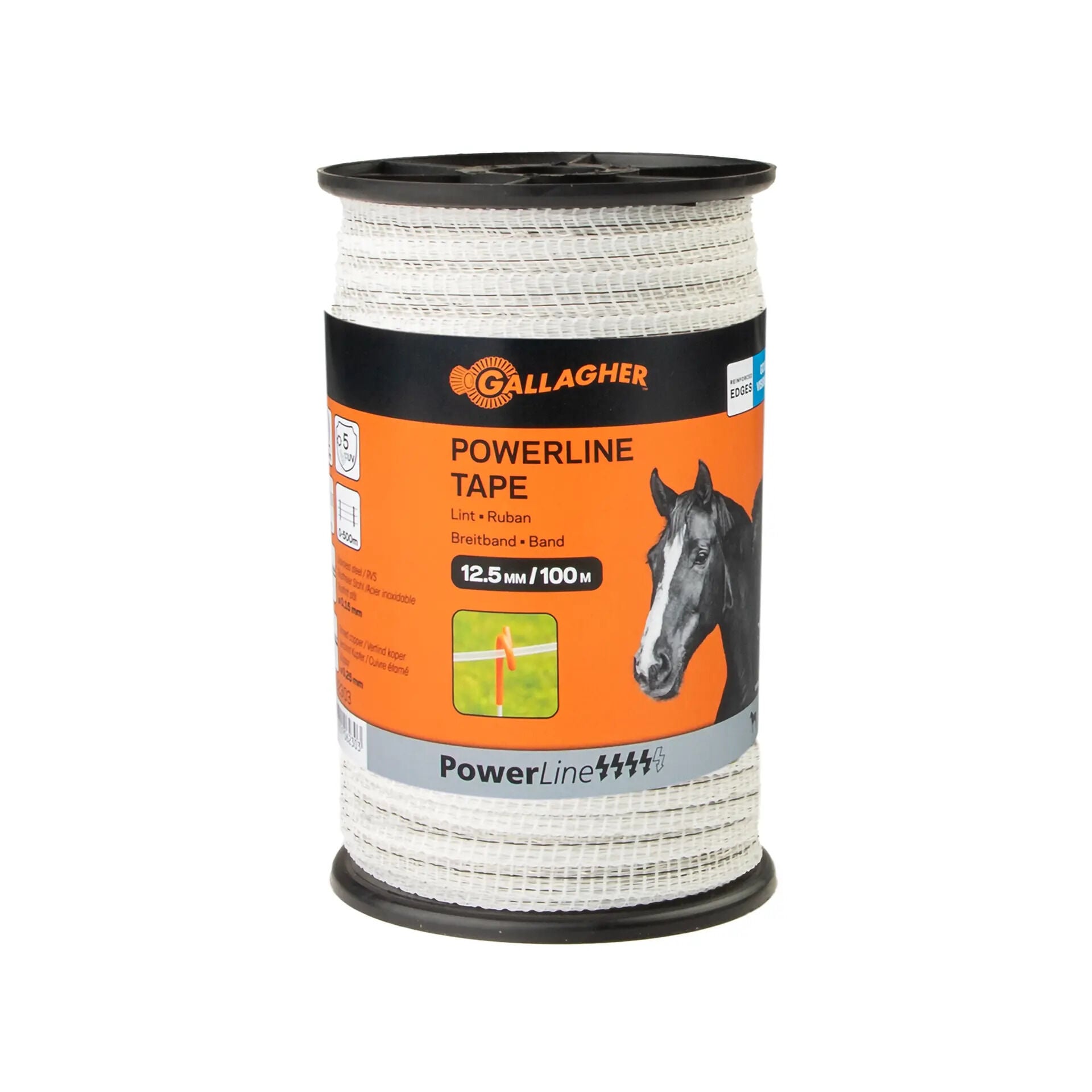 Gallagher Lint 12,5 mm - Powerline - 16.2 cm - 100 Meter - Wit - 1.25 cm - 10000 cm Gallagher Lint 12,5 mm - Powerline - 16.2 cm - 100 Meter - Wit - 1.25 cm - 10000 cm