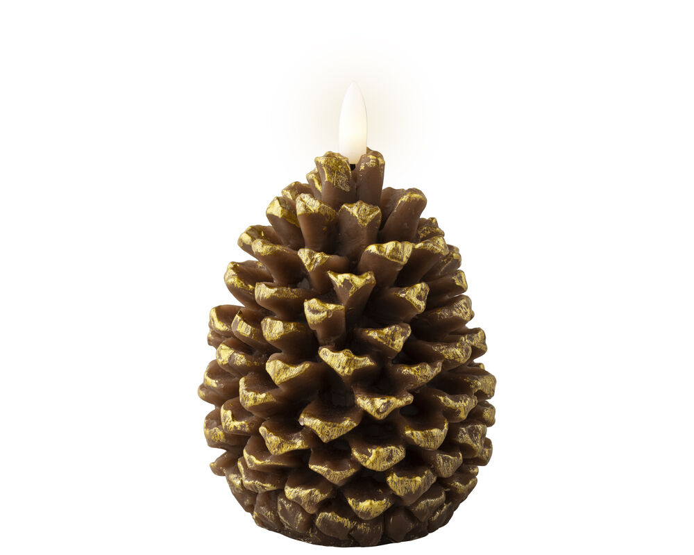 Lumineo - LED Kaars binnen - 13.1 cm - Bruin/warm wit