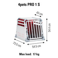 4Pets Pro 1 - Autobench Hond - chroom - 54.4x54.5x73.5 cm - S