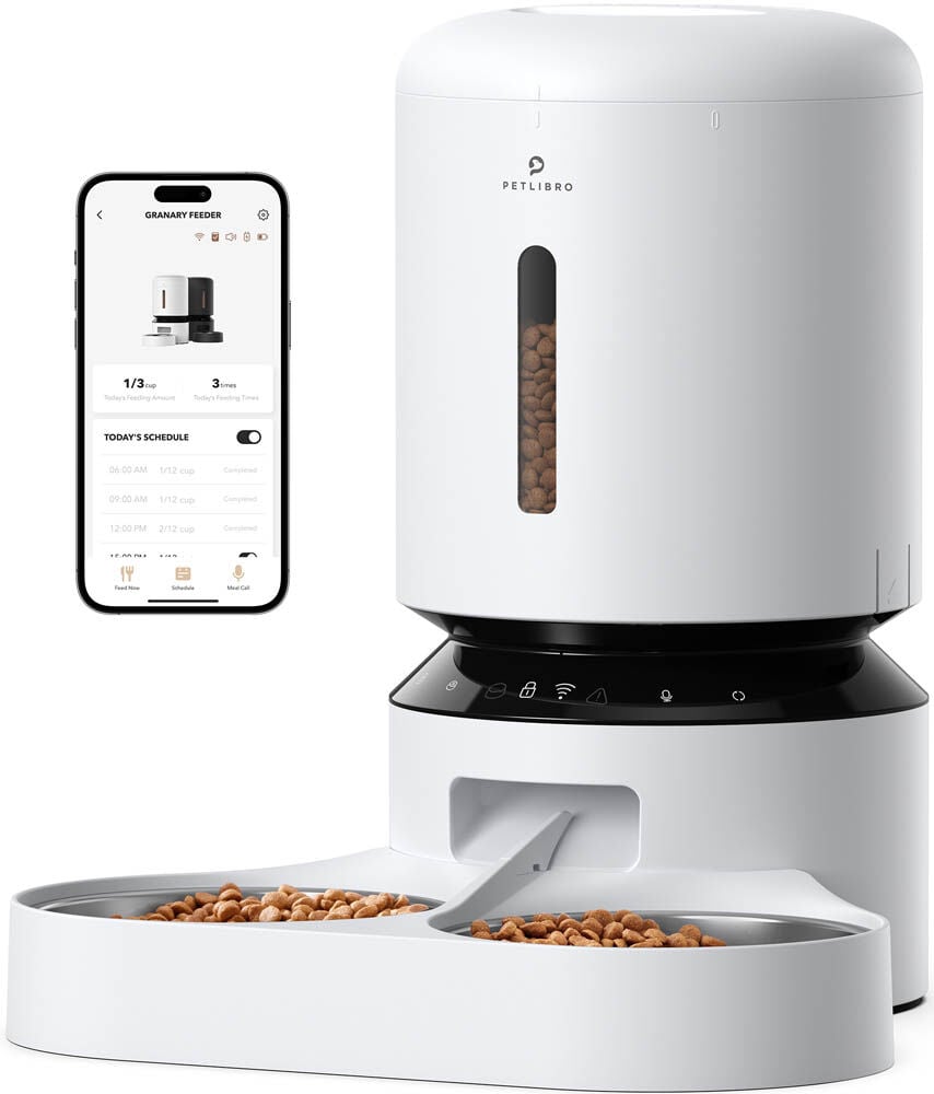 PETLIBRO Granary Duo met wifi - Automatische voerbak - Wit - 19x34x19 cm PETLIBRO Granary Duo met wifi - Automatische voerbak - Wit - 19x34x19 cm
