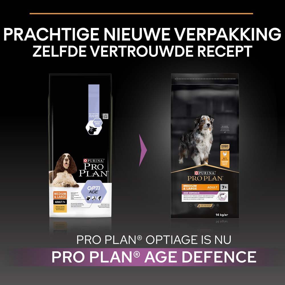PRO PLAN Age Defence Senior Medium/Large - Hondenvoer - 14 Kilogram - kip