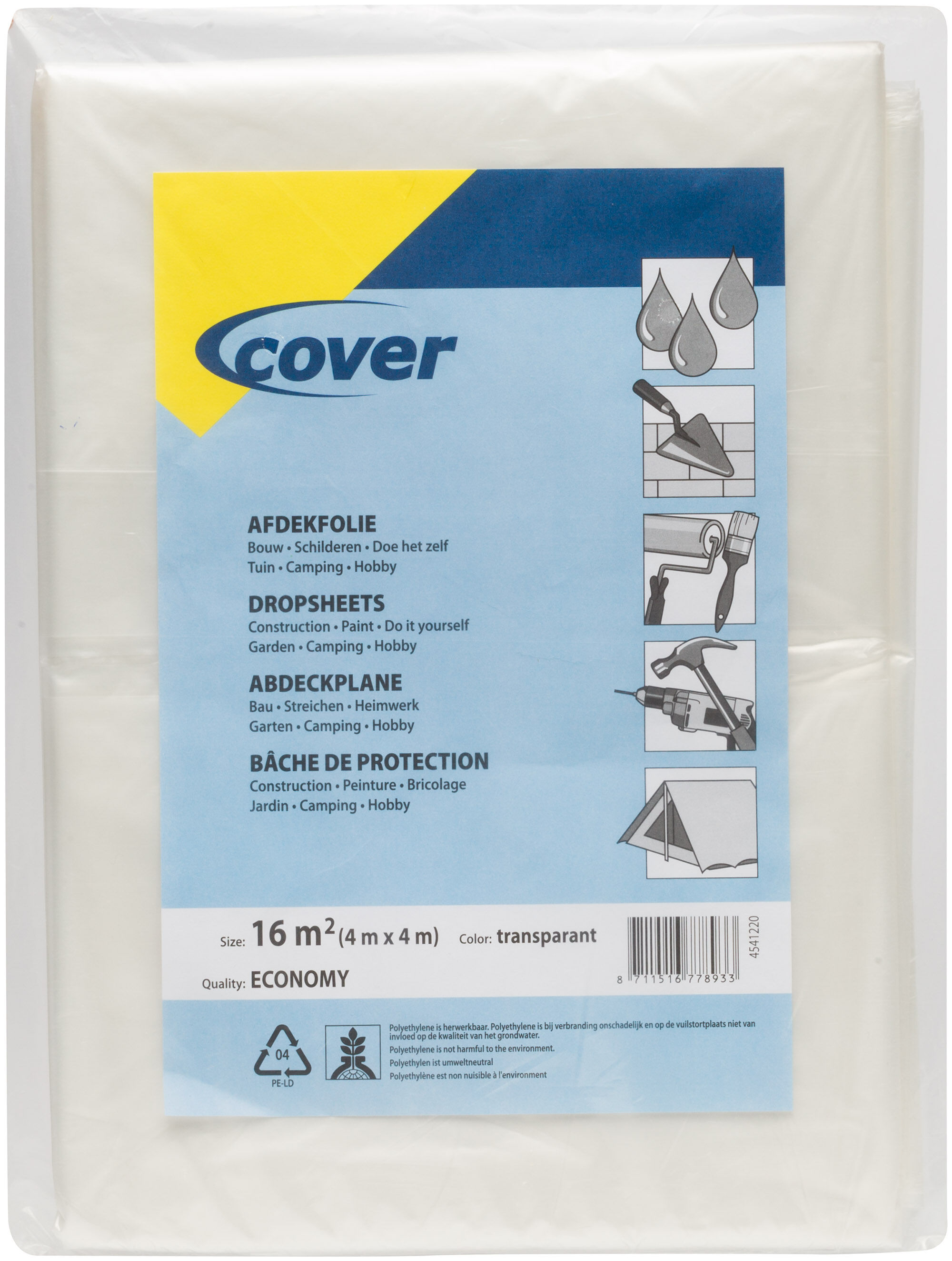 Cover 40 mu Transparant - Afdekfolie - 30x25x1.6 cm - Transparant