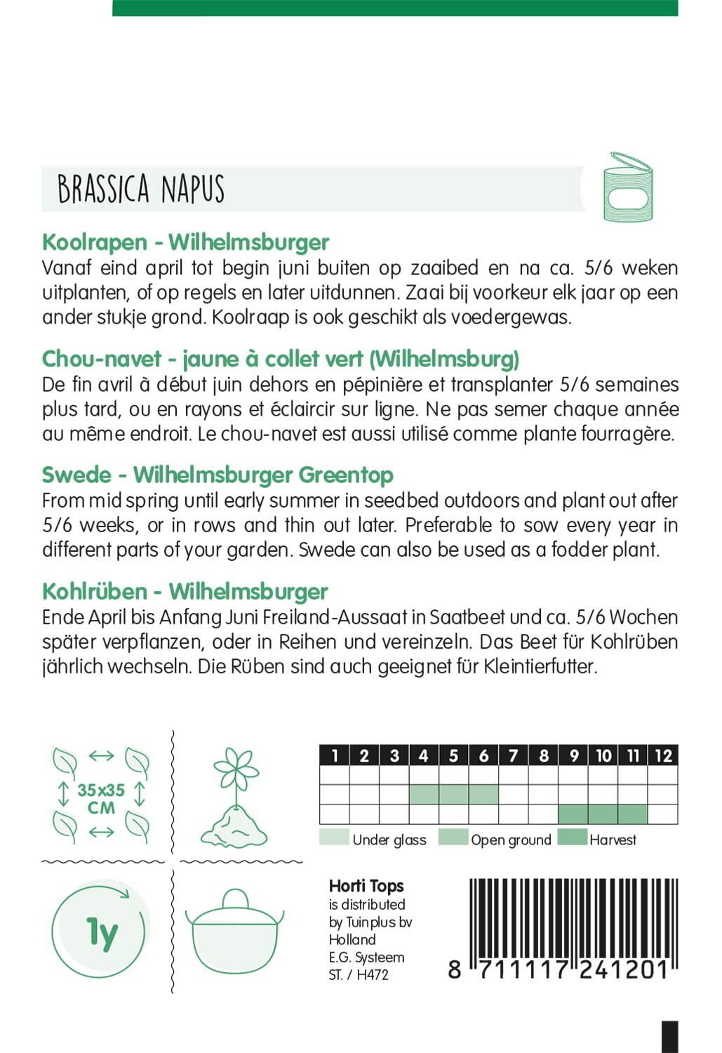 Hortitops Koolraap Brassica napus var. nap. Wilhelmsburger Type Friese - Kool