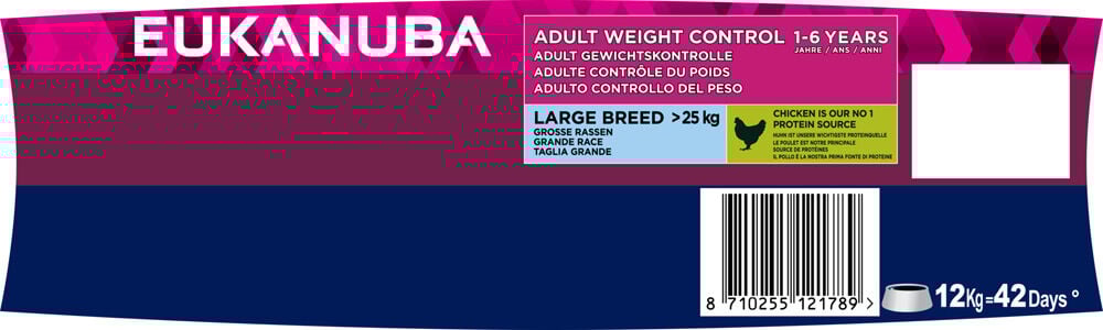 Eukanuba Adult Weight Control Large Breed - Hondenvoer - 12 Kilogram - kip