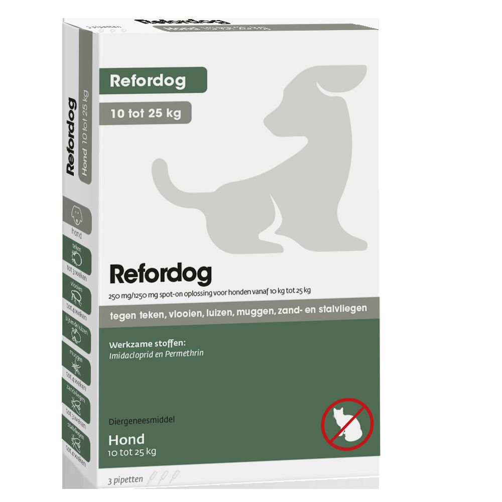 Refordog Spot - On - Pipetten - Anti vlooien en teken Hond - 3 pipetten - 3 Stuks - L