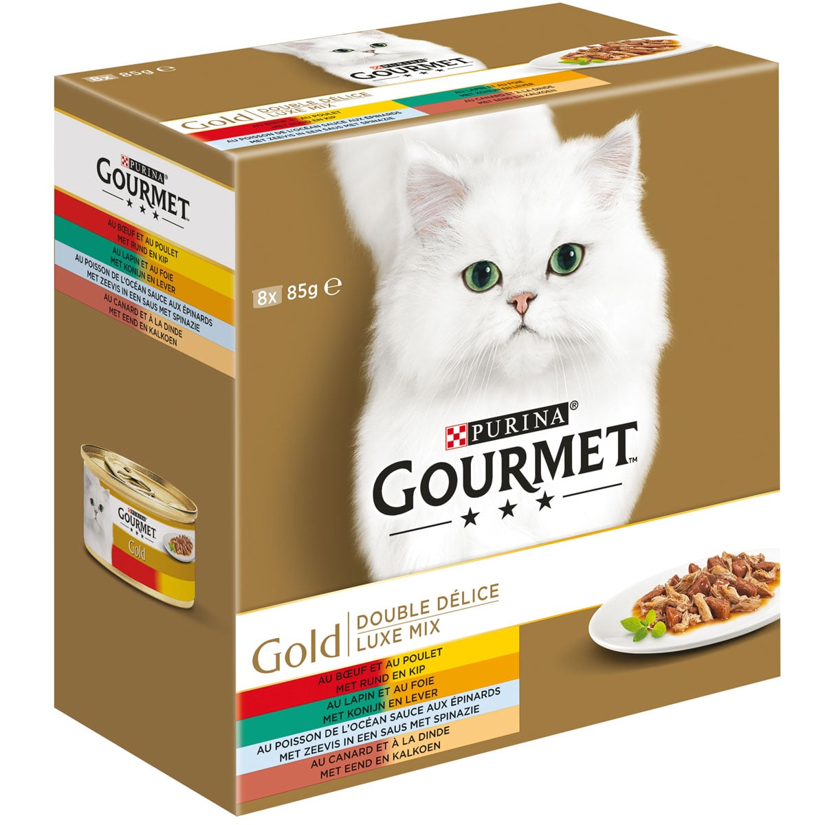Gourmet Gold Luxe mix Multipack - Kattenvoer - 8x85 gram - 680 Gram - kip, konijn, rund
