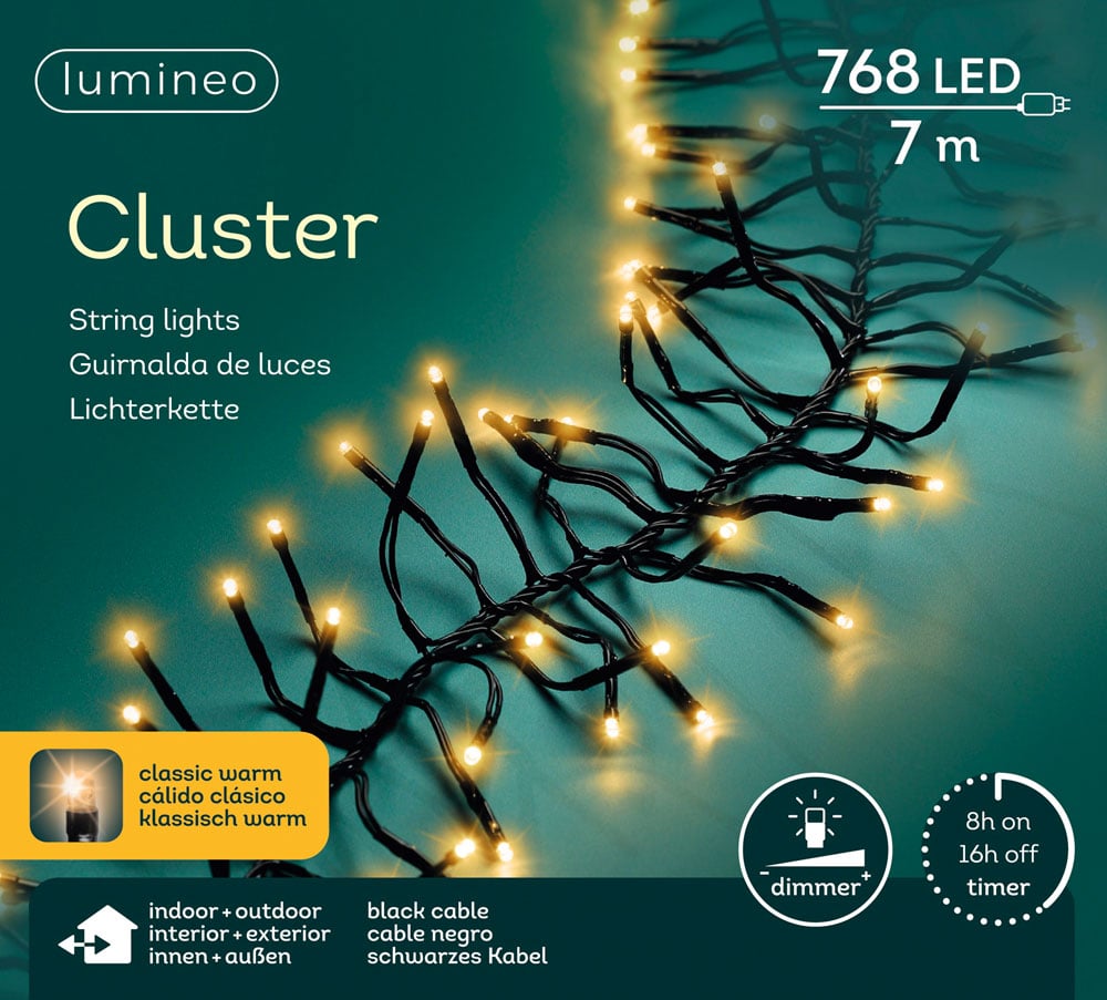 Lumineo Clusterverlichting - Kerstverlichting - 768 - Klassiek warm wit - 7 cm Lumineo Clusterverlichting - Kerstverlichting - 768 - Klassiek warm wit - 7 cm
