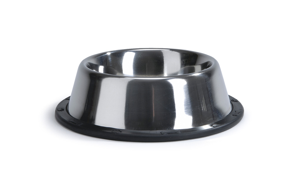 Beeztees Steeldish - Voerbak - Zilver Zwart - 17 cm