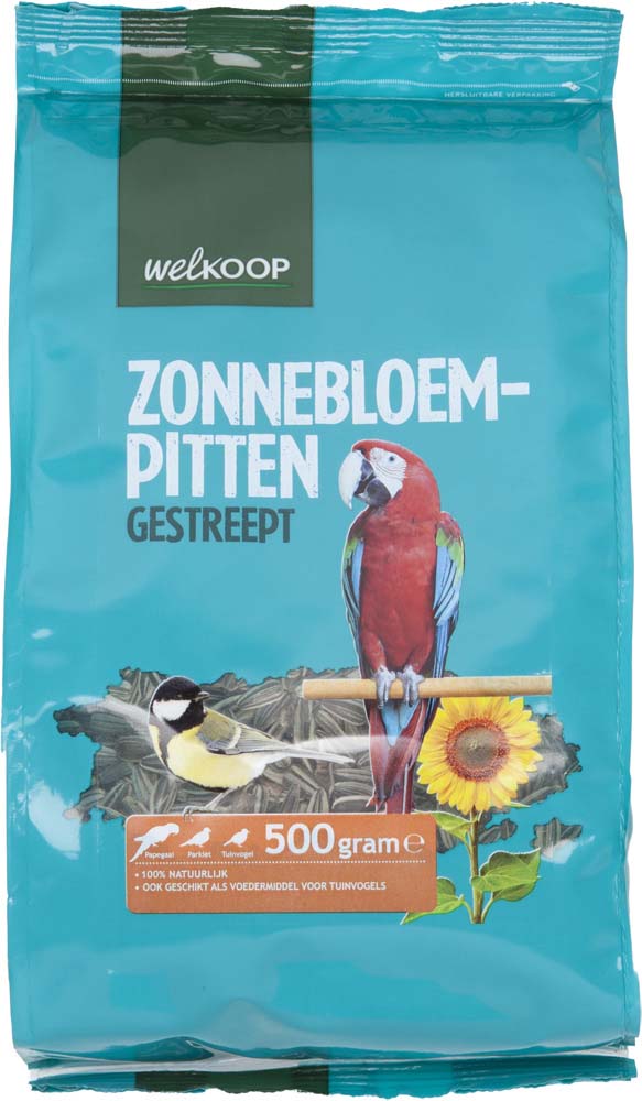 Welkoop  Zonnebloempitten Gestreept - Vogelvoer - 0.5 Kilogram