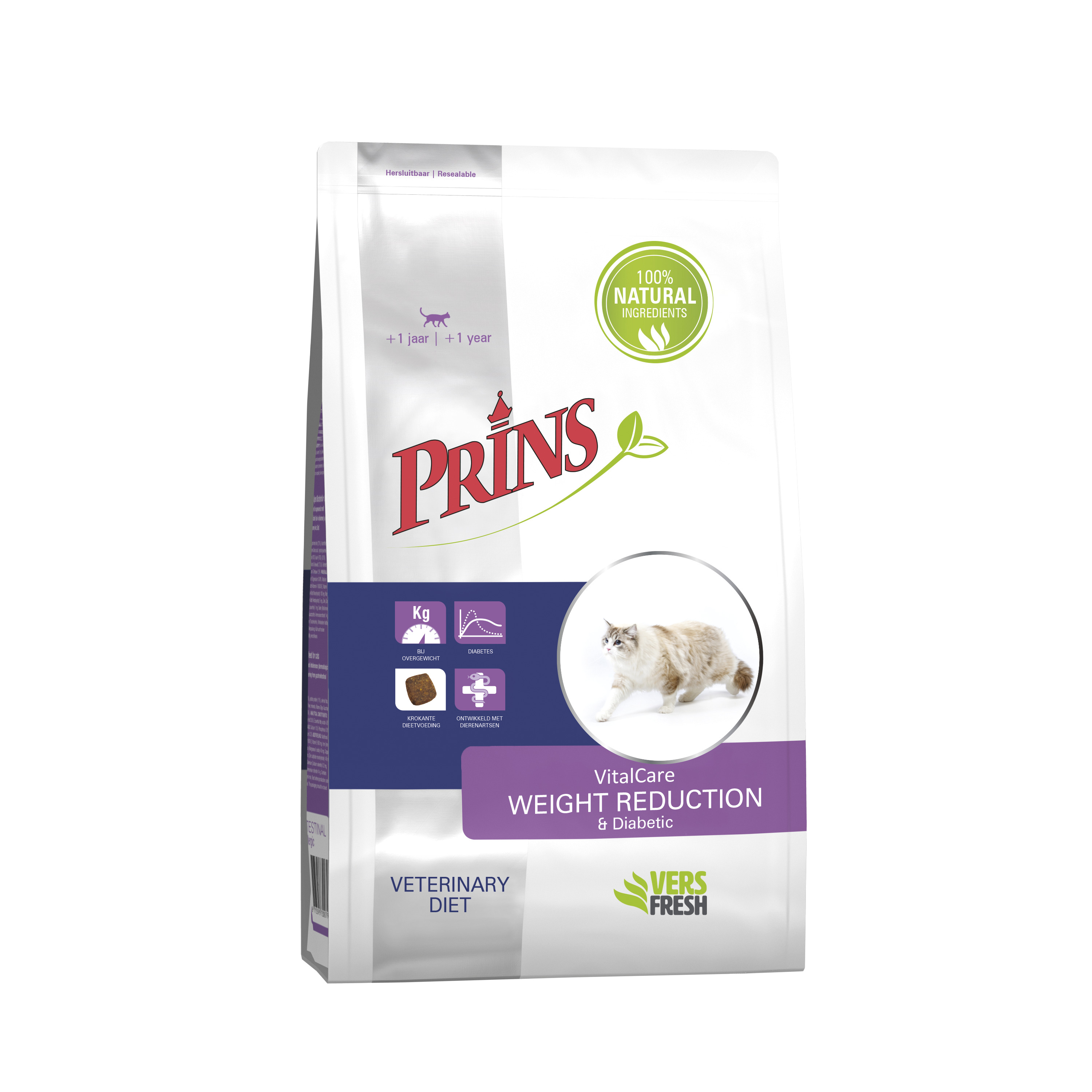 Prins Dieet VitalCare Weight Reduction - Kattenvoer veterinair - 1.5 Kilogram - gevogelte Prins Dieet VitalCare Weight Reduction - Kattenvoer veterinair - 1.5 Kilogram - gevogelte