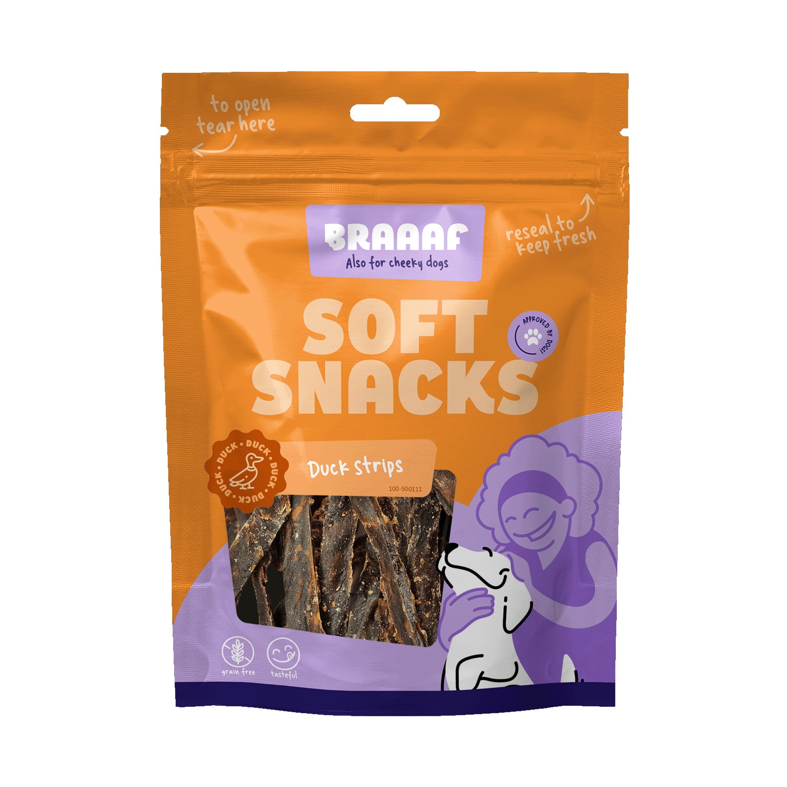 Braaaf Soft Strips - Hondensnack - 85 Gram - eend Braaaf Soft Strips - Hondensnack - 85 Gram - eend