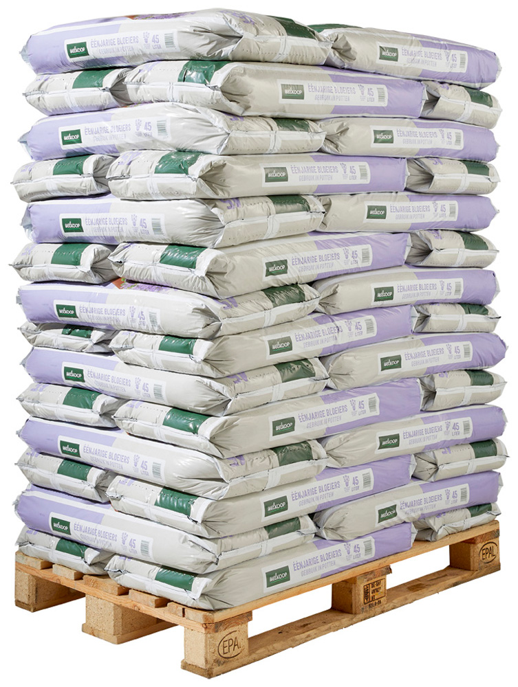 Welkoop Eenjarige bloeiers in pot - Potgrond 45L Pallet - 42 Stuks