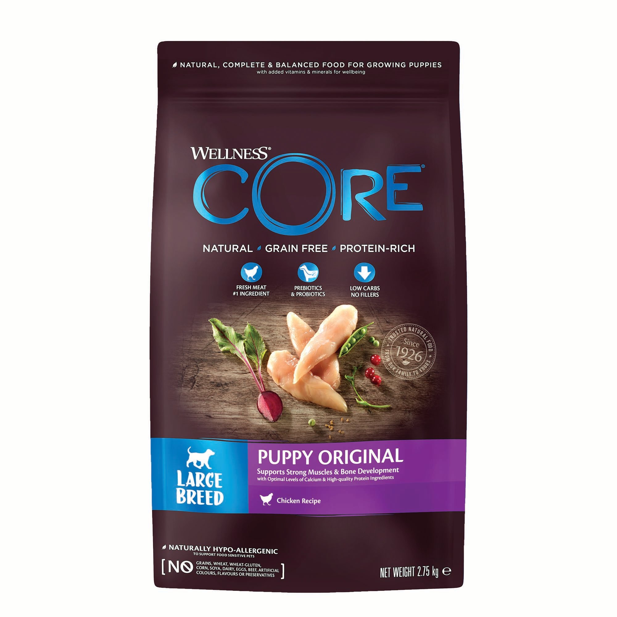 Wellness Core Puppy original Large breed - Krokante brokken - Hondenvoer - 2.75 Kilogram - kip