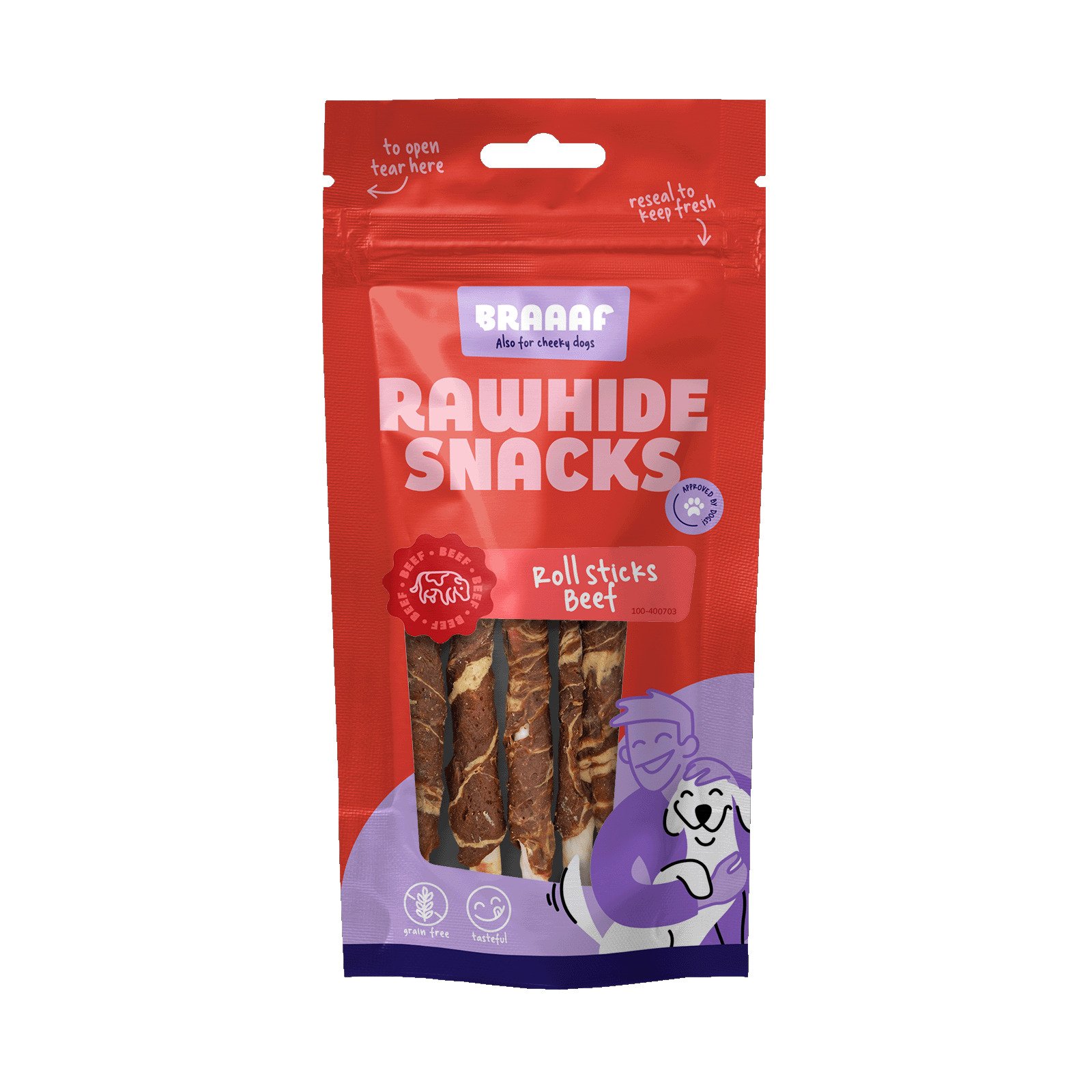 Braaaf Rollsticks - Hondensnack - 8 Stuks - vis, rund