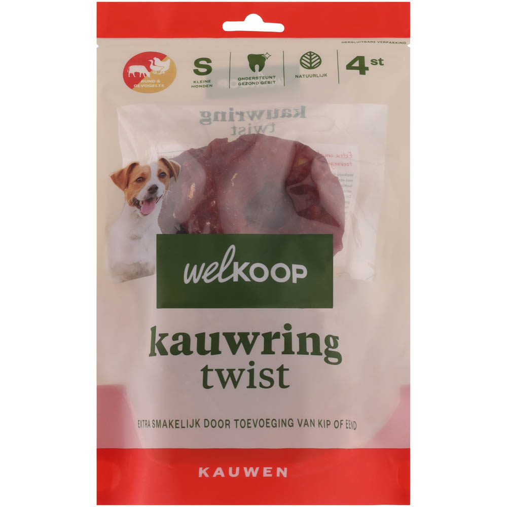 Welkoop - Kauwring Twist - Extra Eend en Kip - 4 Stuks - eend, rund