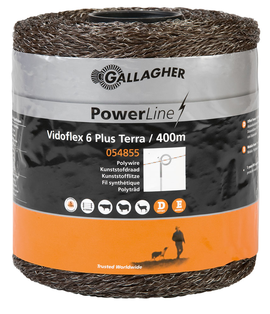 Gallagher Vidoflex 6 - Schrikdraad - 17 cm - 400 Meter - Terra - 15 cm - 40000 cm Gallagher Vidoflex 6 - Schrikdraad - 17 cm - 400 Meter - Terra - 15 cm - 40000 cm