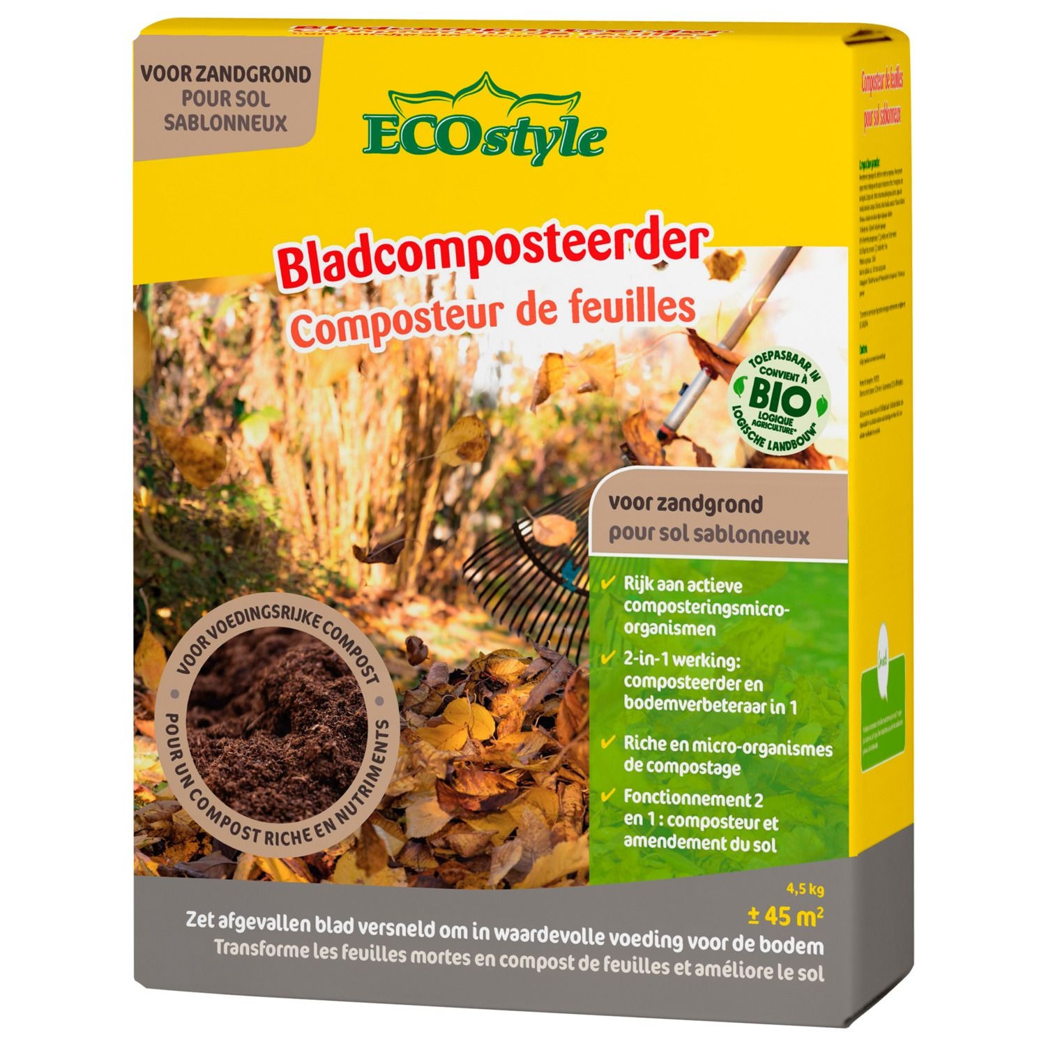 ECOstyle Bladcomposteerder Zandgrond - Bodemverbeteraar - 45 m² - 4.5 Kilogram