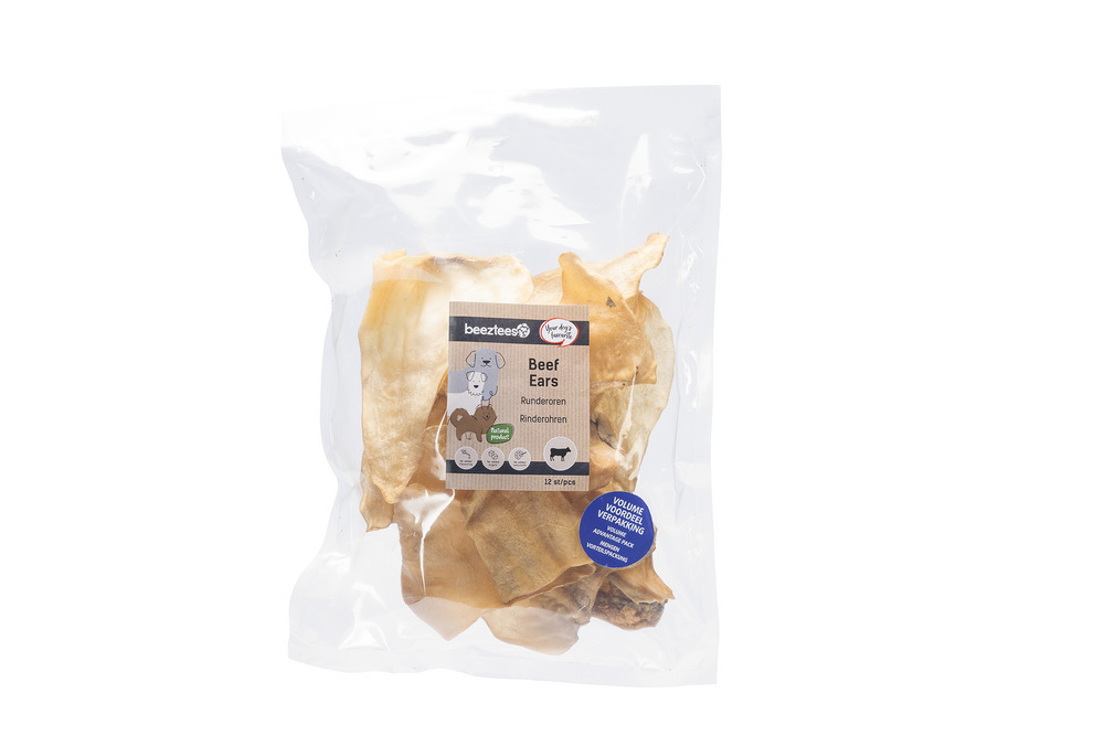 Beeztees Runderoren Voordeelverpakking- Hondensnack - 12 Stuks
