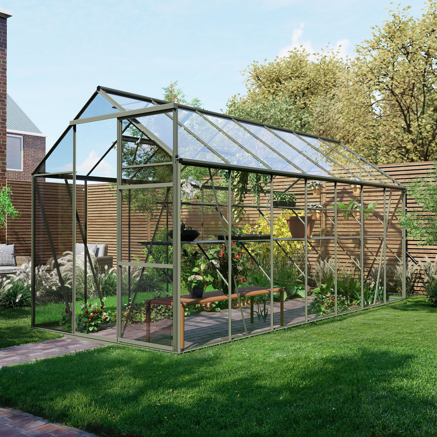 Royal Well Kate V Full Options - Tuinkas - Groengrijs - 217x192x436 cm - Veiligheidsglas