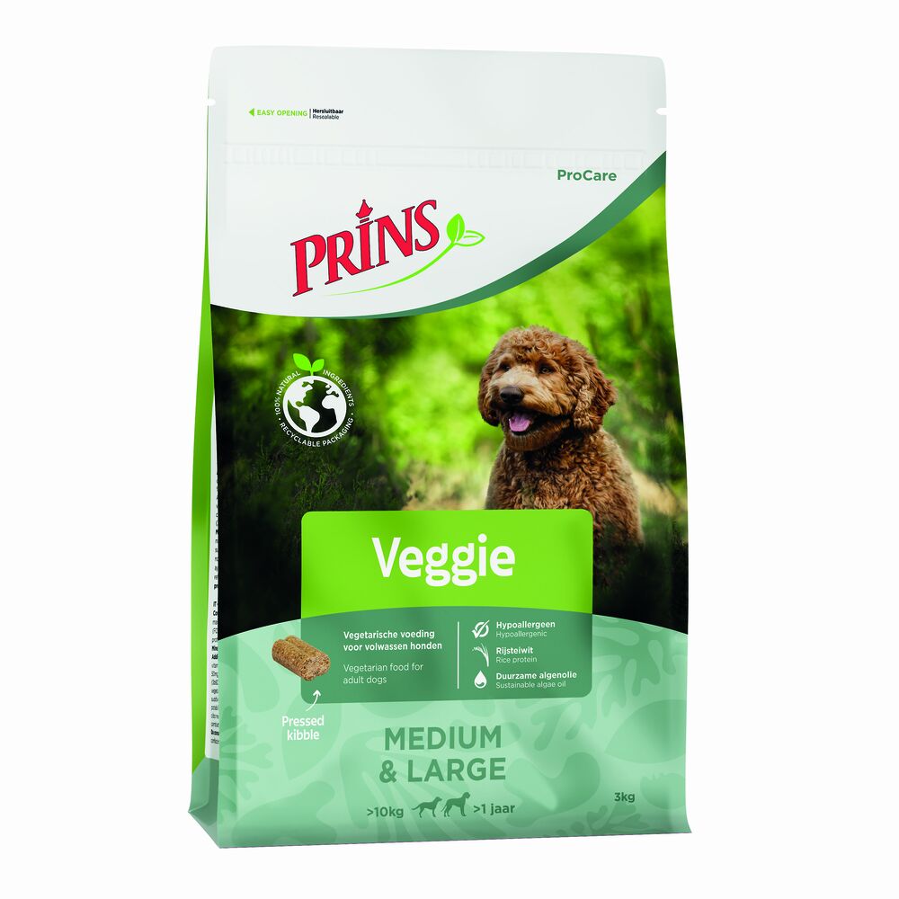 Prins Procare Veggie Medium - Large Geperste brok - Hondenvoer - 3 Kilogram - mais, rijst
