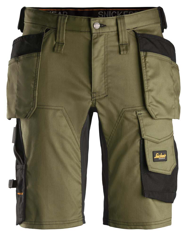 Snickers AllroundWork 6141 Stretch - Korte werkbroek - Olijf - 56