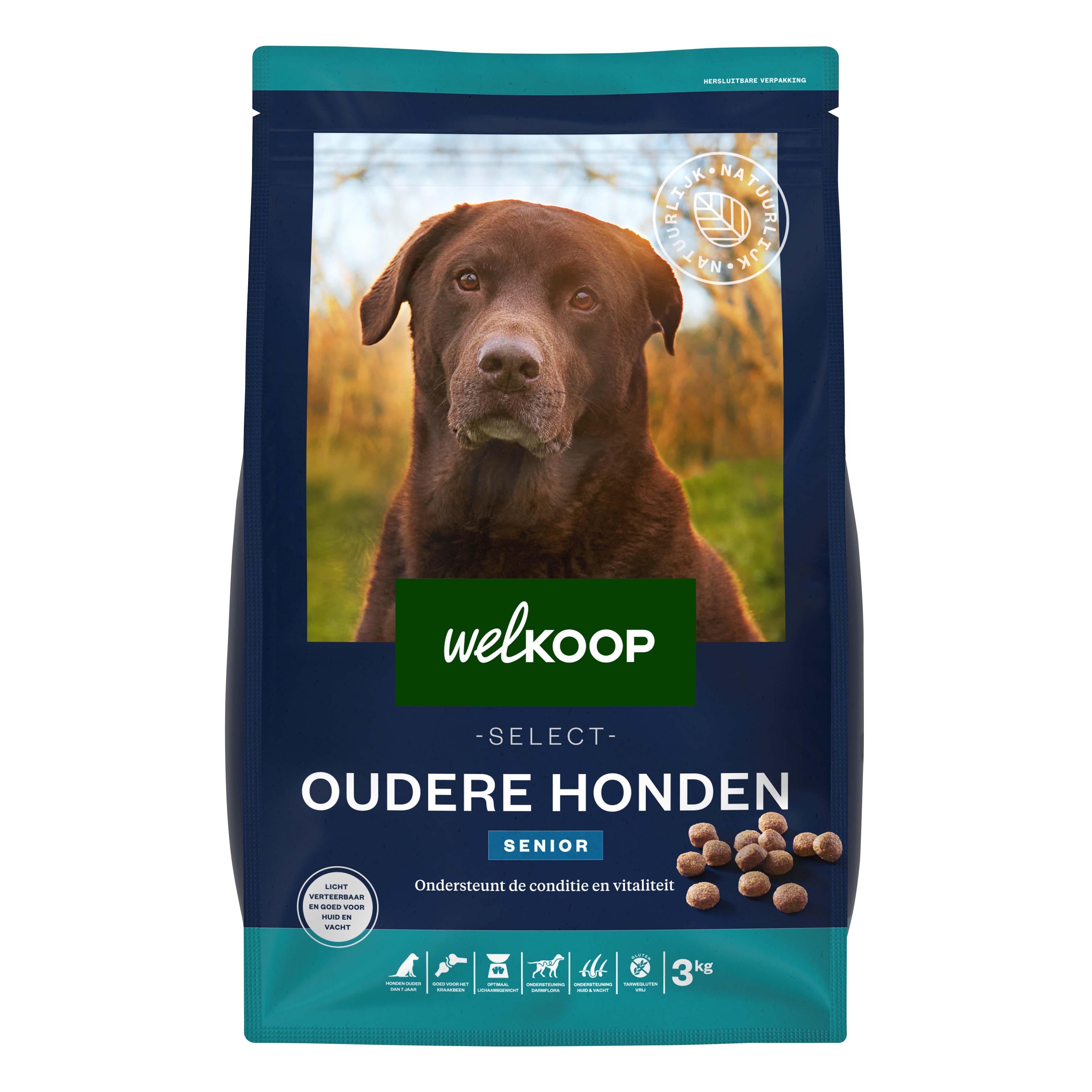 Welkoop Select Senior Krokante brokken - Hondenvoer - 3 Kilogram - kip