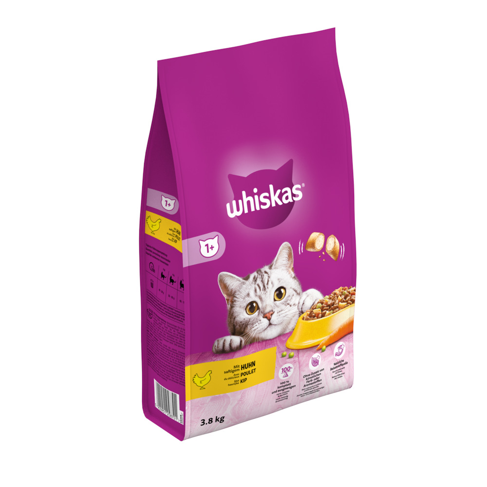 Whiskas 1+ Adult Droge Brokjes - Kattenvoer - 3800 Gram - kip Whiskas 1+ Adult Droge Brokjes - Kattenvoer - 3800 Gram - kip