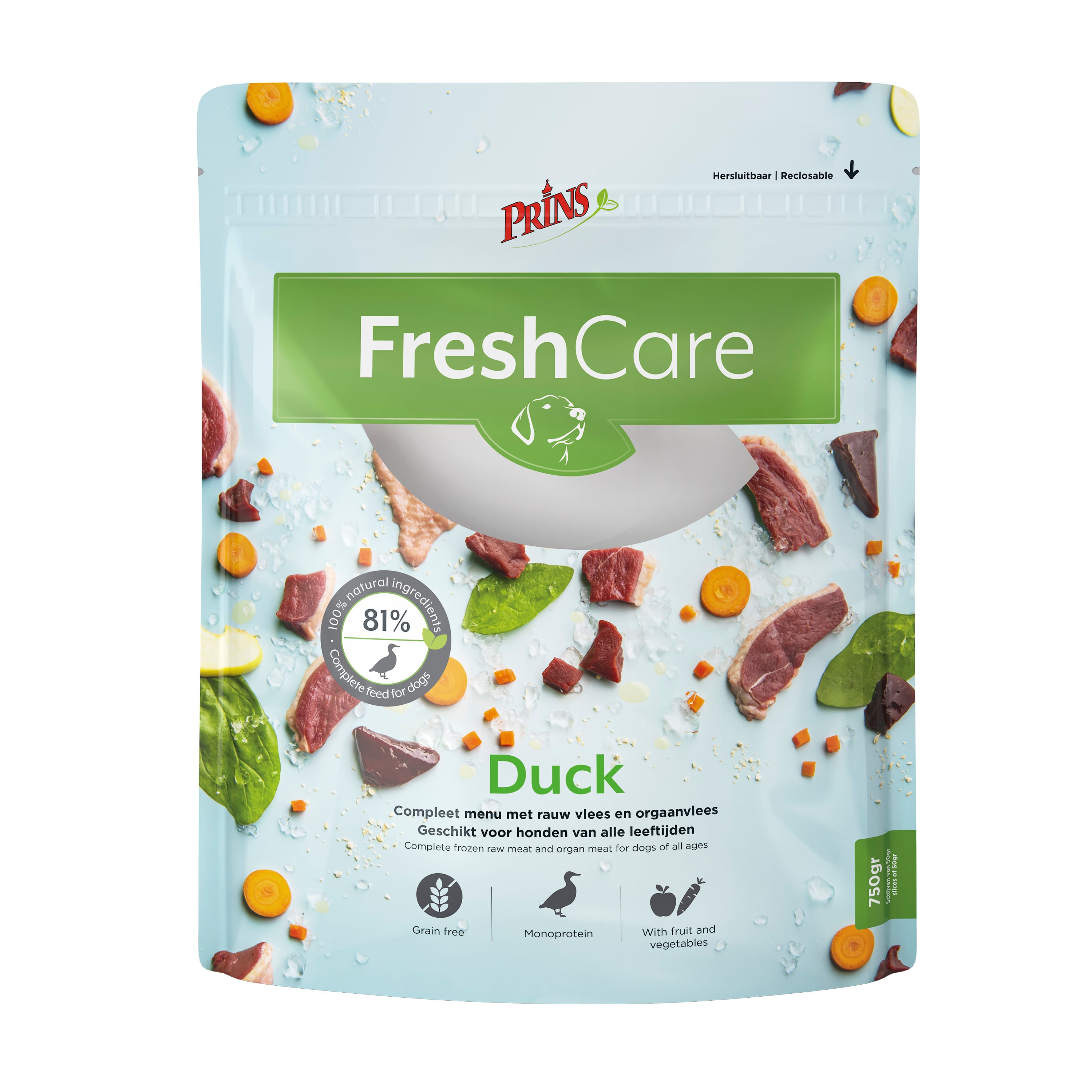 Prins FreshCare - Hondenvoer - 0.75 Kilogram - groente, eend
