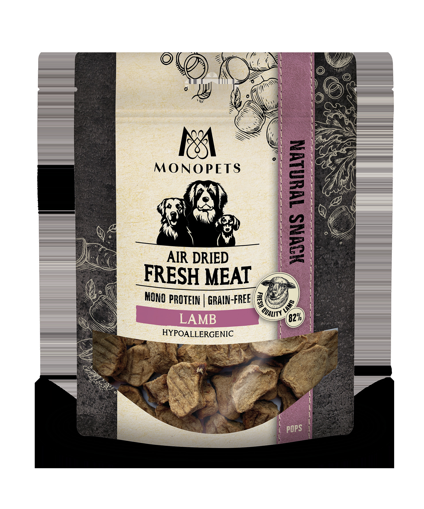 Monopets Air Dried Fresh Meat Pops - Hondensnack - 100 Gram - Lam Monopets Air Dried Fresh Meat Pops - Hondensnack - 100 Gram - Lam