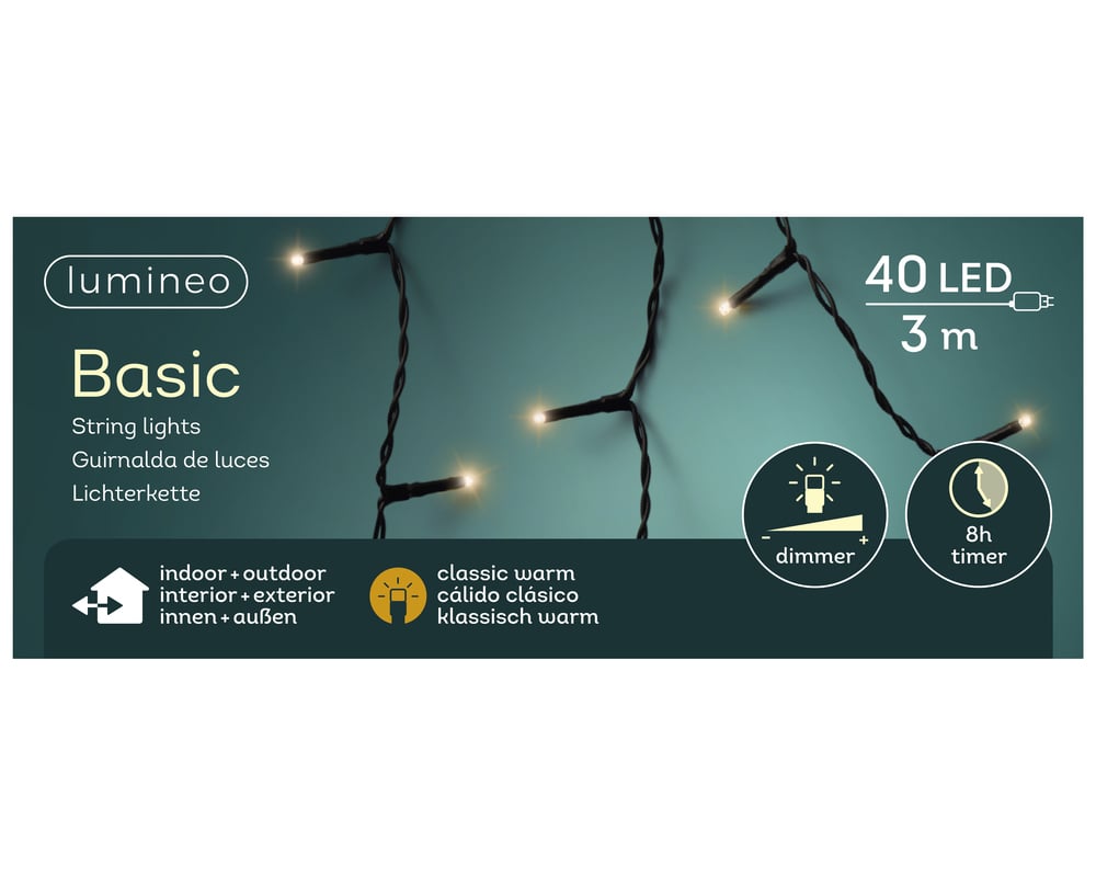 Lumineo Basic - Kerstboomverlichting - 40 - Klassiek warm wit - 300 cm