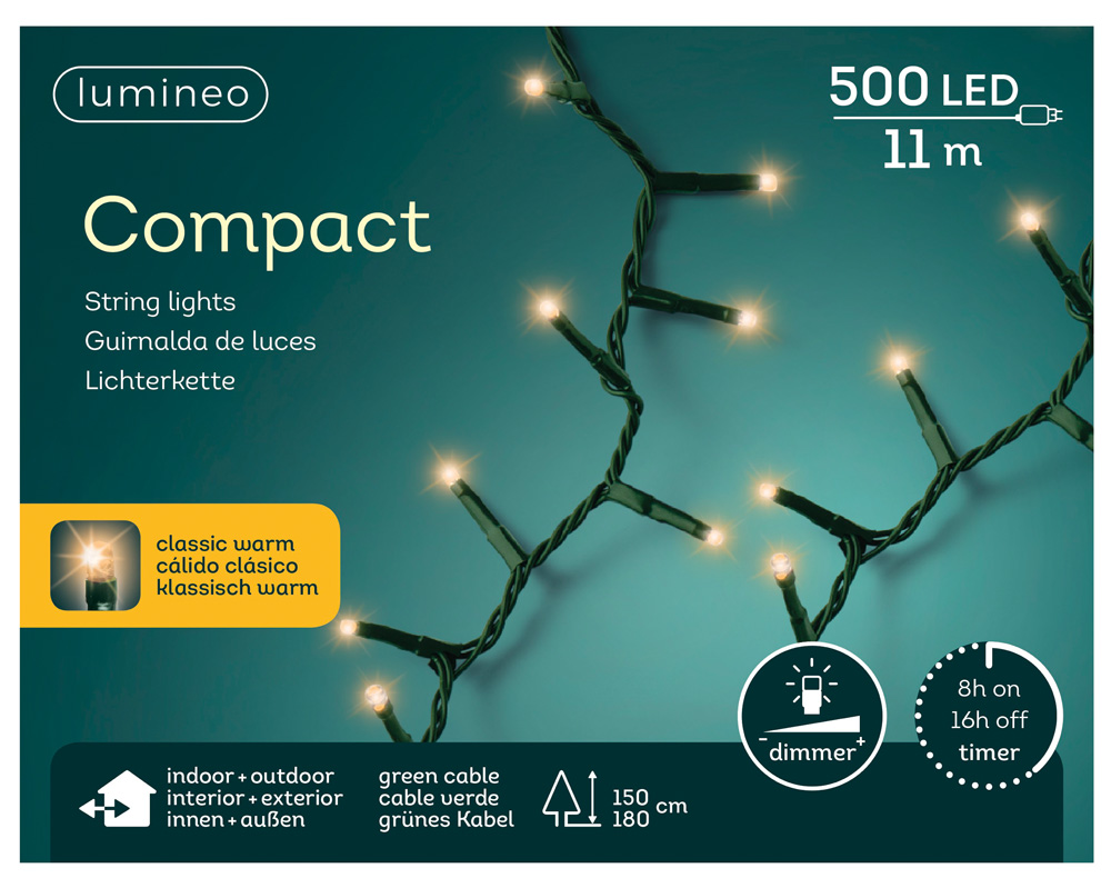 Lumineo Compact - Kerstboomverlichting - 500 - Klassiek warm wit - 1100 cm